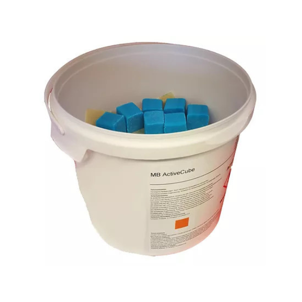Container of blue MB Active Bio Cubes